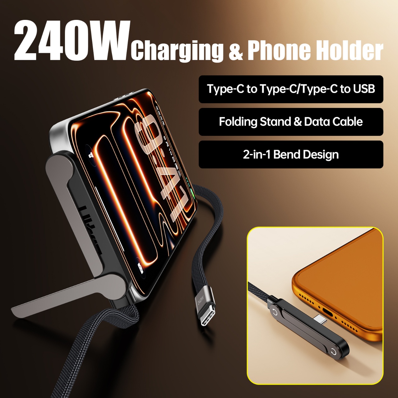 240W PD Fast Charging Type C t - Ev Charger ulasan dan harga