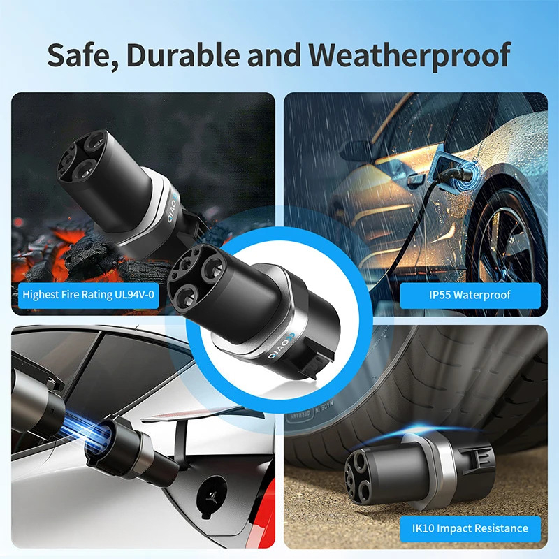 QIAO 80A Type 1 to for Tesla E - Ev Charger Adapter ulasan dan harga